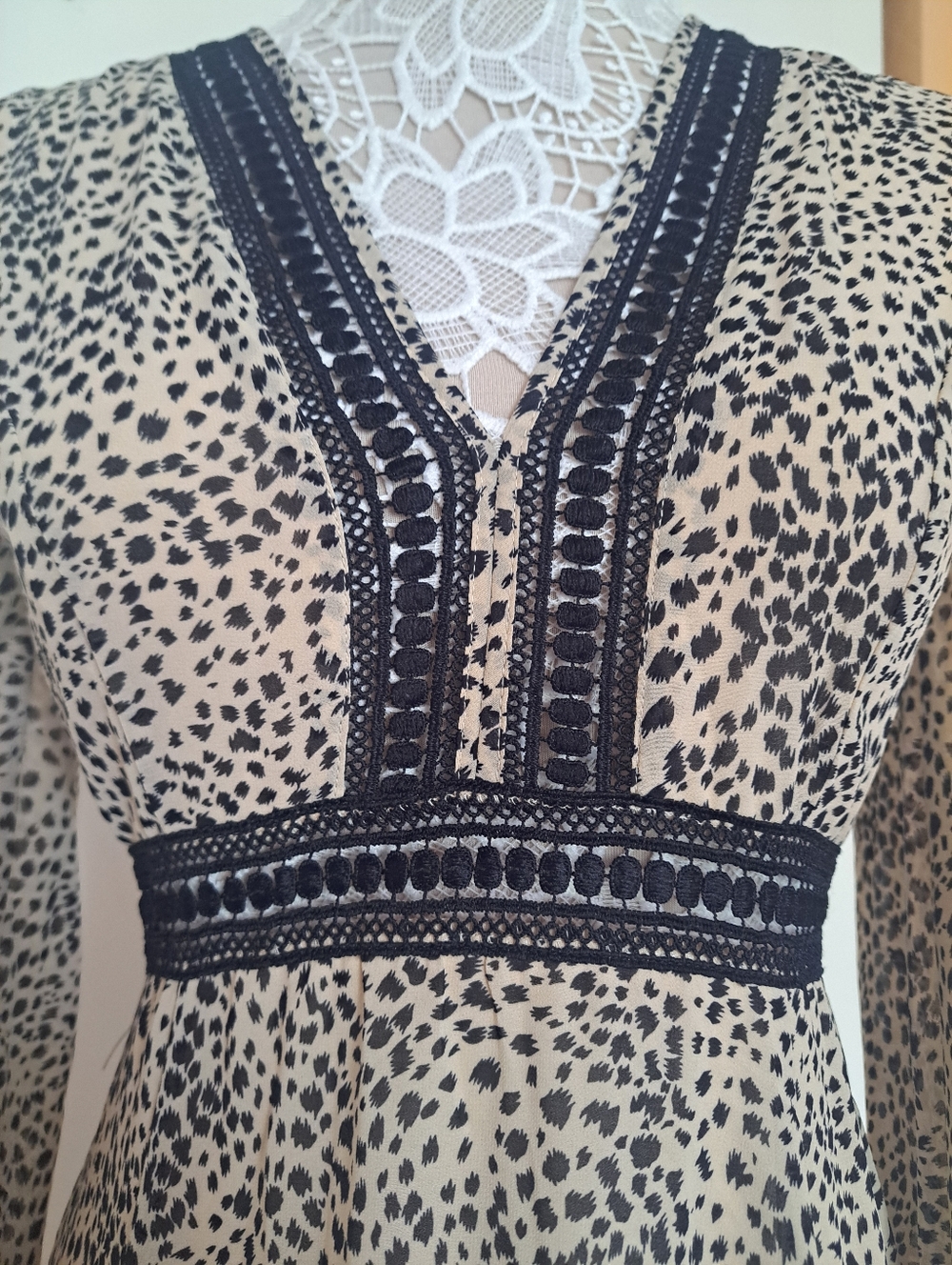 Dress Baltic Born Cream and Black Printed Long Sleeve Maxi Dress - Picture 11 of 14